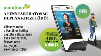 Mandiner éves előfizetés, féléves áron! Váltson zöldre lapunkkal és nyerjen elektromos rollert!